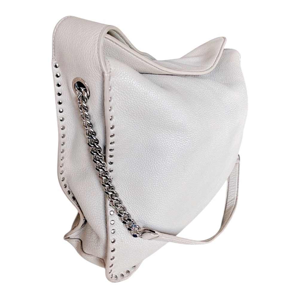 MICHAEL KORS ASTOR Studded Cement Gray Leather Hobo Messenger Shoulder Bag - Picture 8 of 13
